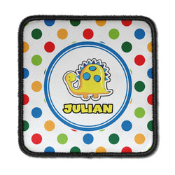 Dots & Dinosaur Iron On Square Patch w/ Name or Text