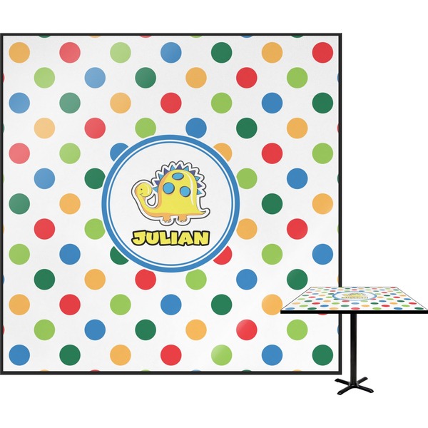 Custom Dots & Dinosaur Square Table Top - 24" (Personalized)