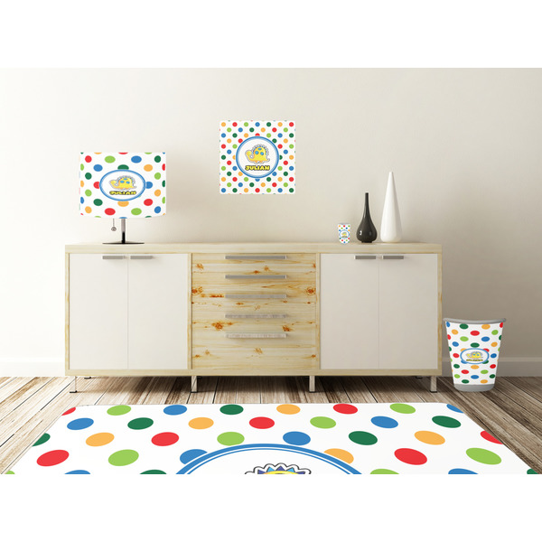 Dots & Dinosaur Square Wall Decal Wooden Desk