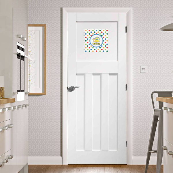 Dots & Dinosaur Square Wall Decal on Door