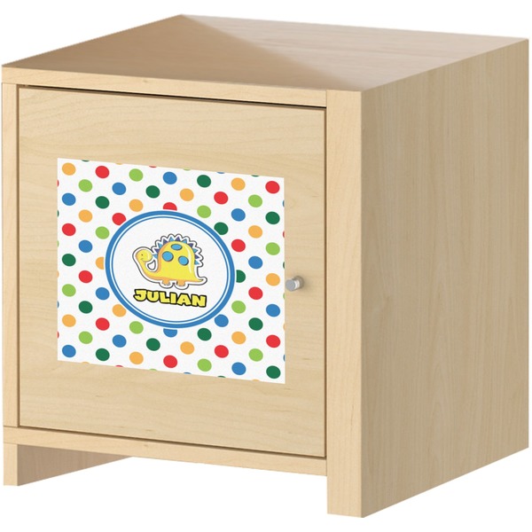 Dots & Dinosaur Square Wall Decal on Wooden Cabinet