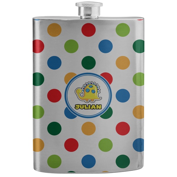 Custom Dots & Dinosaur Stainless Steel Flask (Personalized)