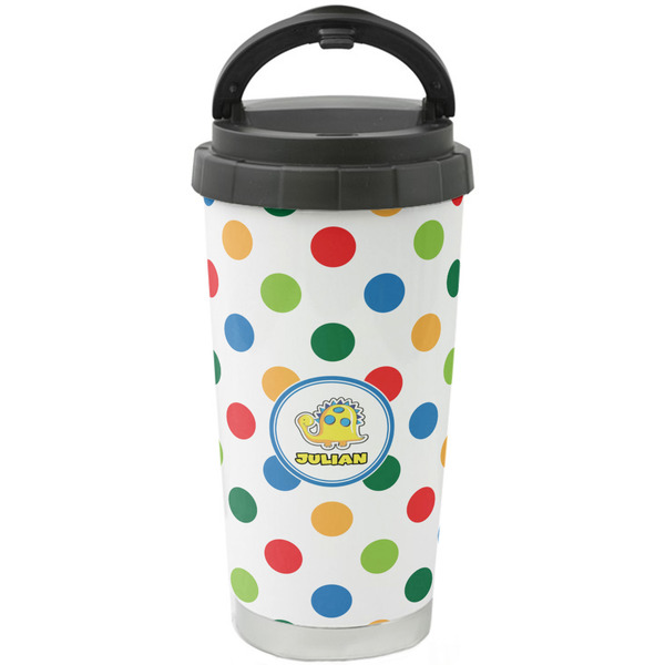 Custom Dots & Dinosaur Stainless Steel Coffee Tumbler (Personalized)