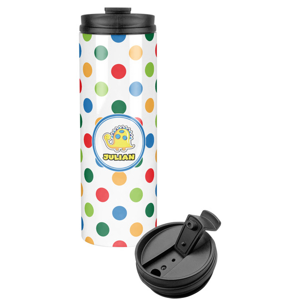 Custom Dots & Dinosaur Stainless Steel Skinny Tumbler (Personalized)