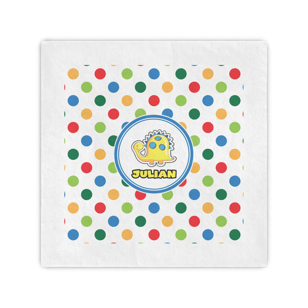 Custom Dots & Dinosaur Standard Cocktail Napkins (Personalized)