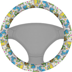 Dots & Dinosaur Steering Wheel Cover (Personalized)