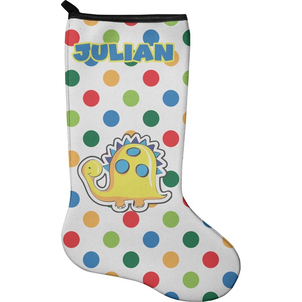 Custom Dots & Dinosaur Holiday Stocking - Single-Sided - Neoprene (Personalized)