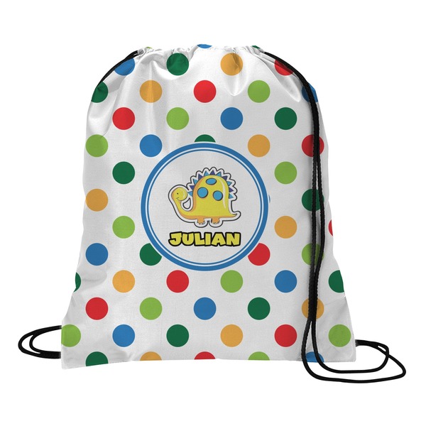 Custom Dots & Dinosaur Drawstring Backpack (Personalized)
