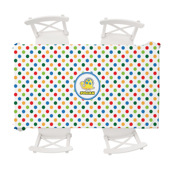 Custom Dots & Dinosaur Tablecloth - 58"x102" (Personalized)