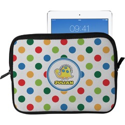 Dots & Dinosaur Tablet Case / Sleeve - Large (Personalized)