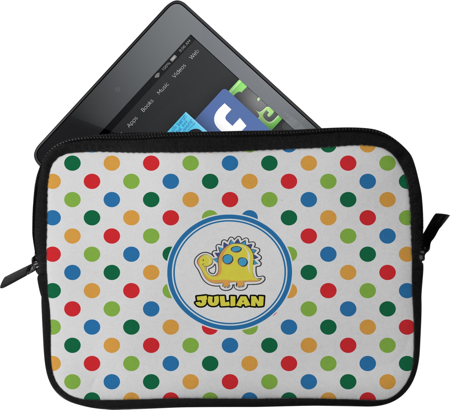Dots & Dinosaur Tablet Case / Sleeve (Personalized) YouCustomizeIt
