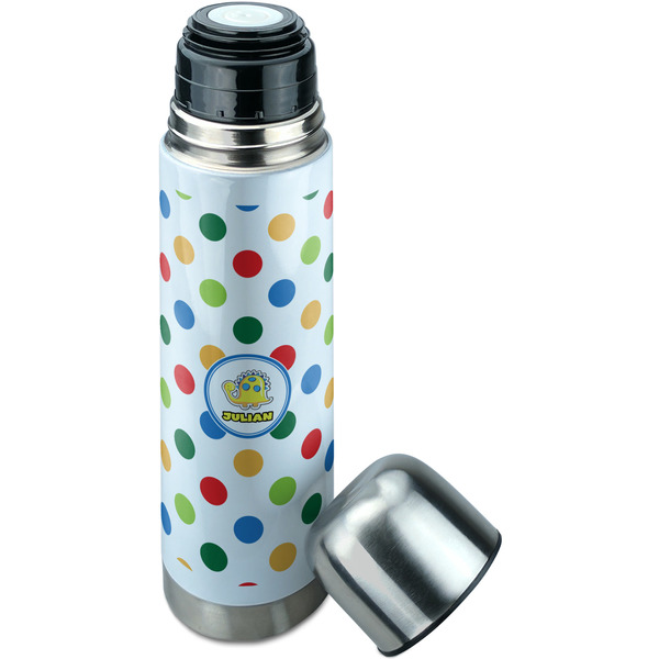 Dots & Dinosaur Thermos - Lid Off