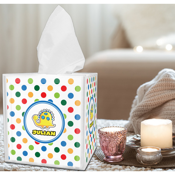 Dots & Dinosaur Tissue Box - LIFESTYLE