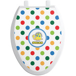 Dots & Dinosaur Toilet Seat Decal - Elongated (Personalized)