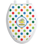 Dots & Dinosaur Toilet Seat Decal - Elongated (Personalized)