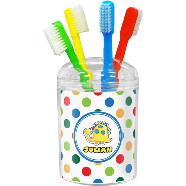 Custom Dots & Dinosaur Toothbrush Holder (Personalized)