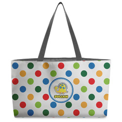 Dots & Dinosaur Beach Totes Bag - w/ Black Handles (Personalized)