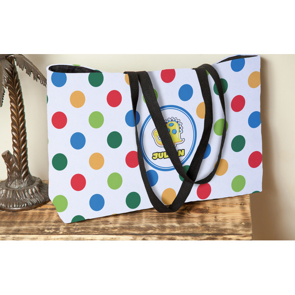 Dots & Dinosaur Tote w/Black Handles - Lifestyle View