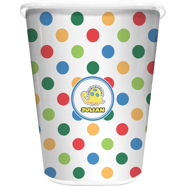 Custom Dots & Dinosaur Waste Basket (Personalized)