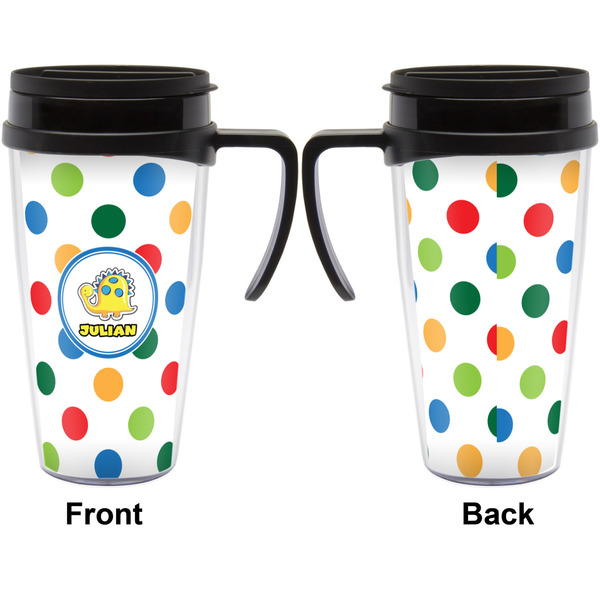 Dots & Dinosaur Travel Mug with Black Handle - Approval