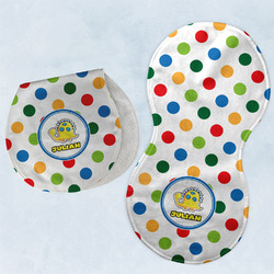 Dots & Dinosaur Burp Pads - Velour - Set of 2 w/ Name or Text