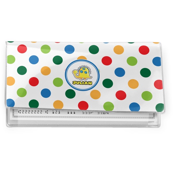 Custom Dots & Dinosaur Vinyl Checkbook Cover (Personalized)