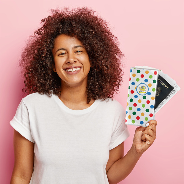 Dots & Dinosaur Vinyl Document Holder - LIFESTYLE