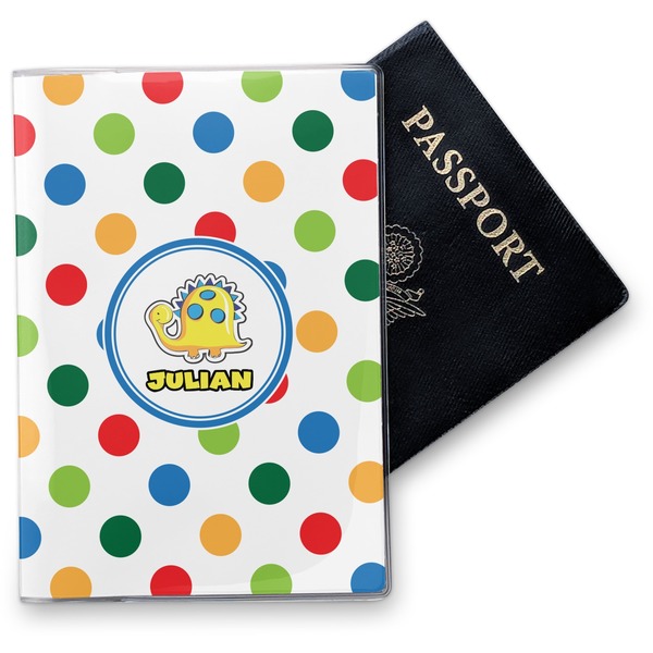 Custom Dots & Dinosaur Vinyl Passport Holder (Personalized)