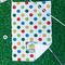Dots & Dinosaur Waffle Weave Golf Towel - In Context