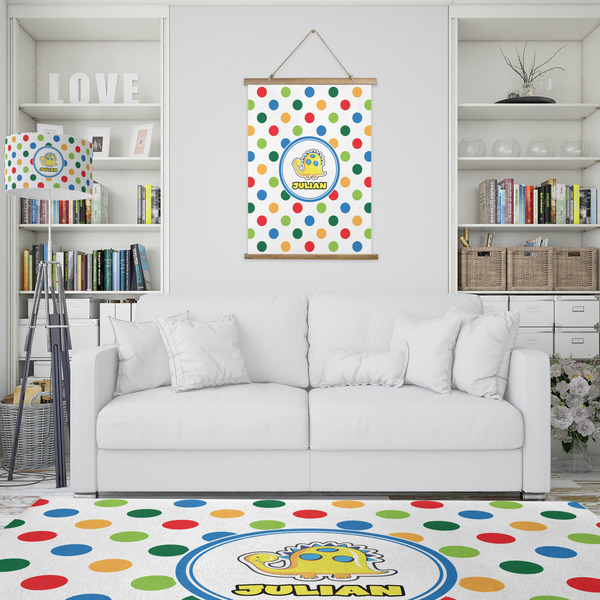 Dots & Dinosaur Wall Hanging Tapestry - Portrait - IN CONTEXT