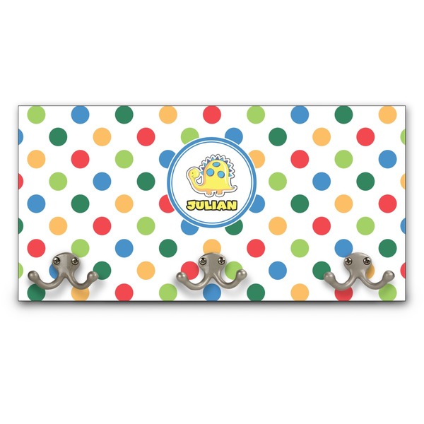 Custom Dots & Dinosaur Wall Mounted Coat Rack (Personalized)