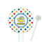 Dots & Dinosaur 5.5" Round Plastic Stir Sticks - White - Single Sided (Personalized)