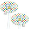 Dots & Dinosaur White Plastic 7" Stir Stick - Double Sided - Oval - Front & Back