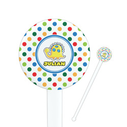 Dots & Dinosaur Round Plastic Stir Sticks (Personalized)