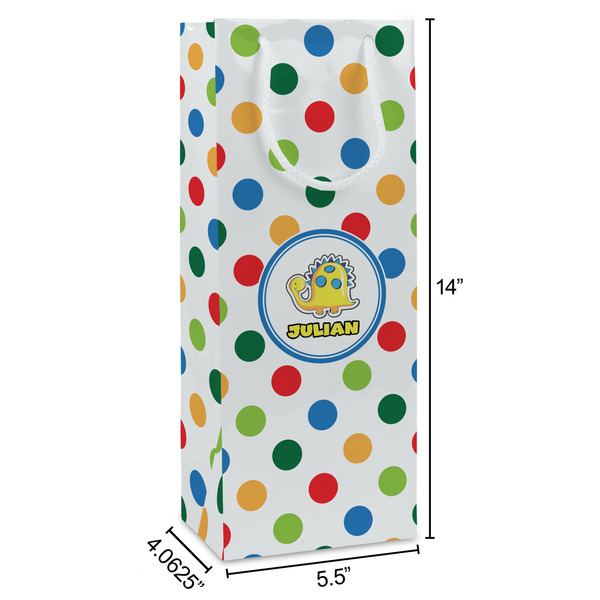Dots & Dinosaur Wine Gift Bag - Dimensions