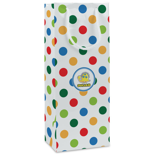 Custom Dots & Dinosaur Wine Gift Bags (Personalized)