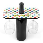 Dots & Dinosaur Wine Bottle & Glass Holder (Personalized)