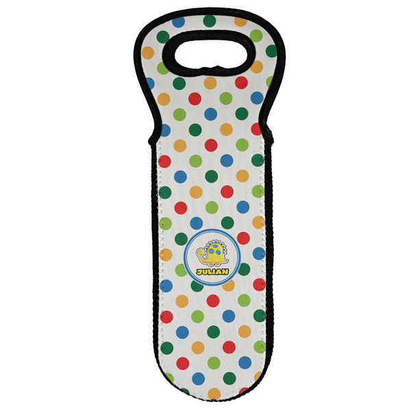 Custom Dots & Dinosaur Wine Tote Bag (Personalized)