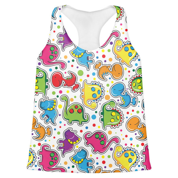 Custom Dots & Dinosaur Womens Racerback Tank Top - 2X Large