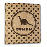 Dots & Dinosaur Wood 3-Ring Binder - 1" Letter Size (Personalized)