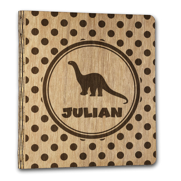 Custom Dots & Dinosaur Wood 3-Ring Binder - 1" Letter Size (Personalized)