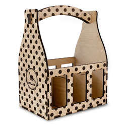 Dots & Dinosaur Wooden Beer Bottle Caddy (Personalized)