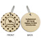 Dots & Dinosaur Wood Luggage Tags - Round - Approval