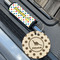 Dots & Dinosaur Wood Luggage Tags - Round - Lifestyle