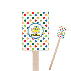 Dots & Dinosaur 6.25" Rectangle Wooden Stir Sticks - Double Sided (Personalized)