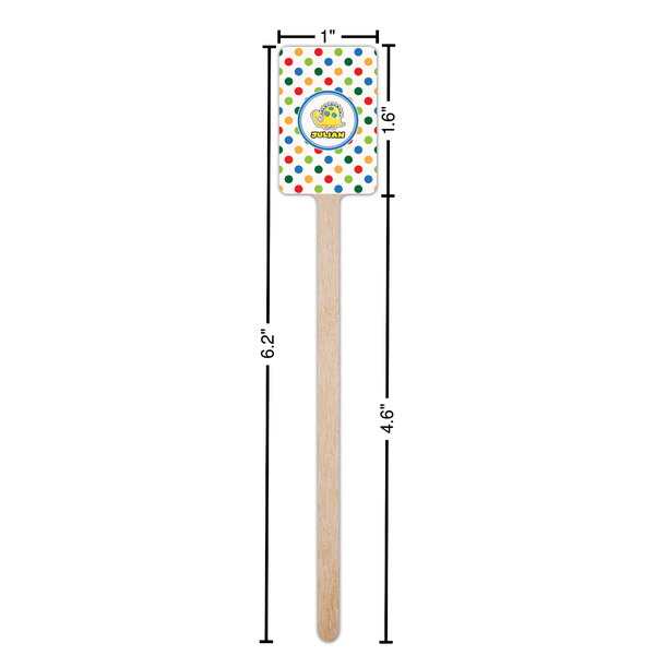 Dots & Dinosaur Wooden 6.25" Stir Stick - Rectangular - Dimensions