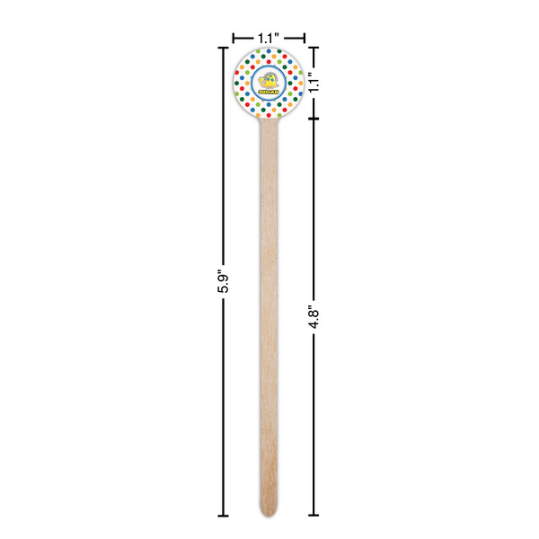 Dots & Dinosaur Wooden 6" Stir Stick - Round - Dimensions