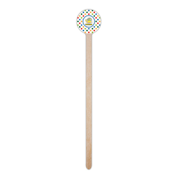 Dots & Dinosaur Wooden 6" Stir Stick - Round - Single Stick