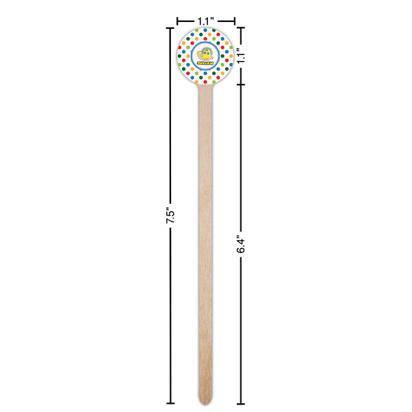 Dots & Dinosaur Wooden 7.5" Stir Stick - Round - Dimensions