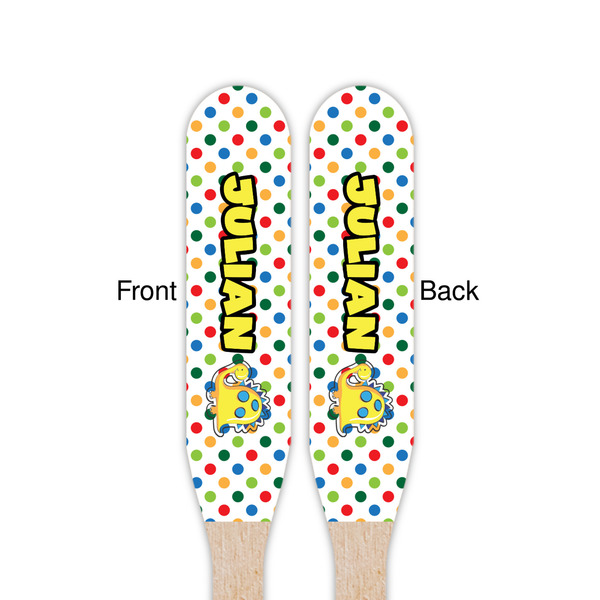 Dots & Dinosaur Wooden Food Pick - Paddle - Double Sided - Front & Back